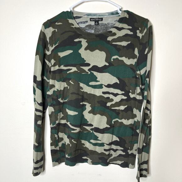 J.Crew Mercantile Camouflage Sweater Womens Small Long Sleeve Pullover Knit - Picture 1 of 4